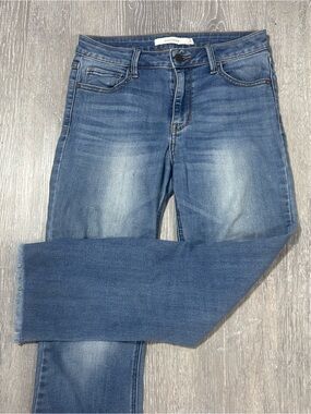 Disclosed Size 5/27 Cropped Bootcut Jeans Medium Wash Raw Frayed
Hem Stretch